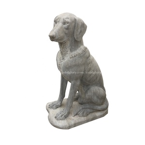 Décoration de jardin en pierre naturelle au design moderne Statue de <span class=keywords><strong>chien</strong></span> en marbre Sculpture animale - Product Image 3