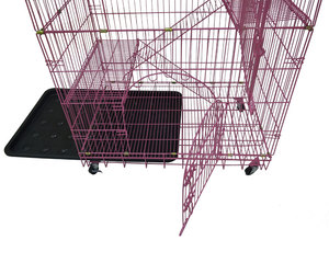 Üretici pet tedarikçisi sandık katlanabilir pembe tel örgü pet mağaza kedi kafesleri - Product Image 3