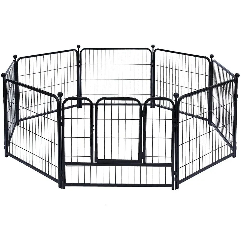 USA Warehouse 8-Panel Safe Gate Lock Cheap Outdoor Large Folding Retractable Metal Pet Dog Playpen Fence