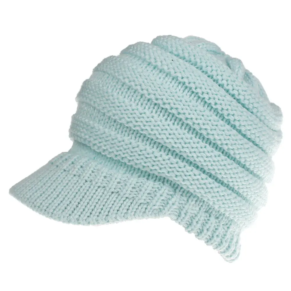 फैशन महिलाओं बुना हुआ स्वेटर कैप बेनी पूंछ टोपी का छज्जा चंकी बेसबॉल टोपी डाकू गरम cabled टोपी