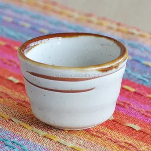 Taza de sake de cerámica de estilo japonés, copa de sake de cerámica japonesa con línea de pintura a mano