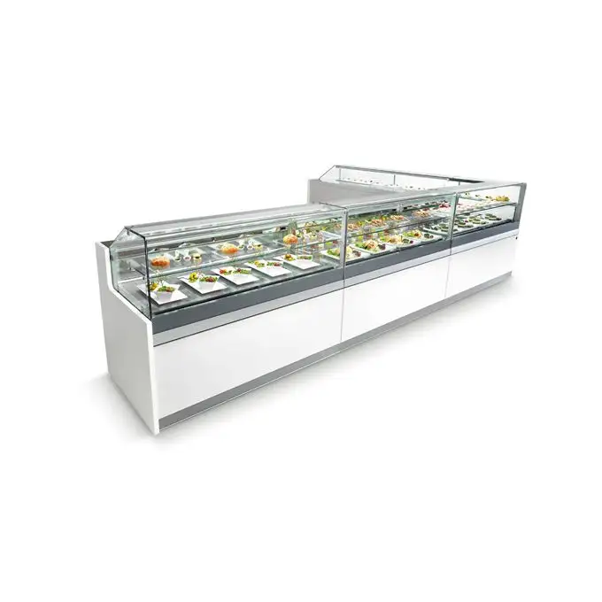 Vitrina refrigerada de vidrio para frigorífico comercial, para carne fresca y comida cocida/frutas