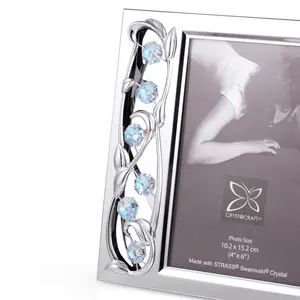 Crystocraft Chrome Plated Metal Ivy decorated with Brilliant Cut Crystals latest design of photo frame