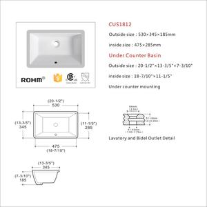 CUS1812 Undermount Bồn Rửa Phòng Tắm Tiện Ích Bồn Rửa Giấy Chứng Nhận CUPC - Product Image 2