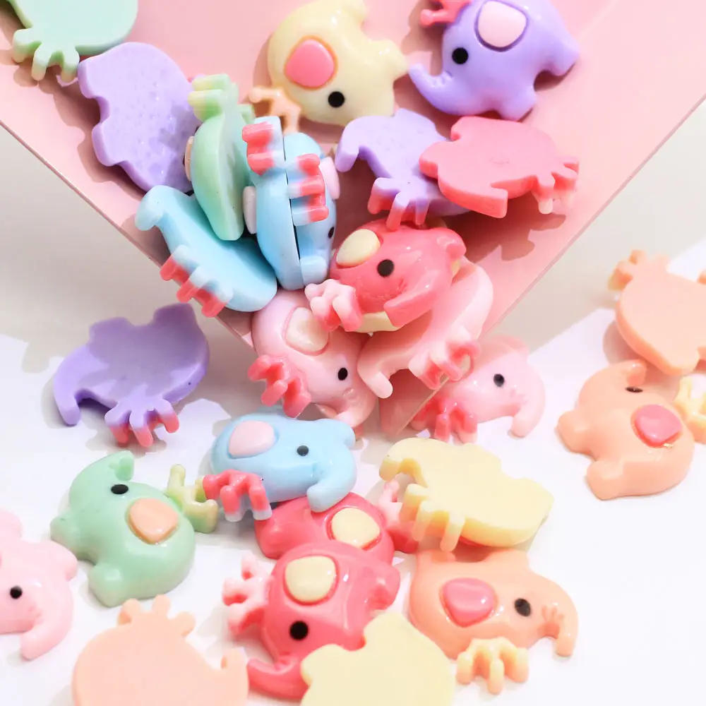 100pcs Kawaii Resin Crown Elephant Flatback Beads Miniatures For Scrapbooking Craft Diy Headwear Cellphone Decoration