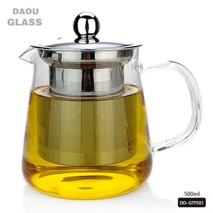 High Heat Resistance Borosilicato Vidro Loose Leaf Tea Pot com Aço Inoxidável Chá Infusor & Tampa, fornecedor chinês