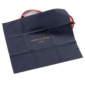 Kaca Kain Pembersih Microfiber Profesional dengan Pinggiran Gigi Ramah Lingkungan 20G Logo Timbul Kain Kacamata Hitam Anti Kabut Microfiber