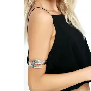 Boho di stile superiore del braccio cablaggio slave polsino foglia piuma bracciale braccialetto