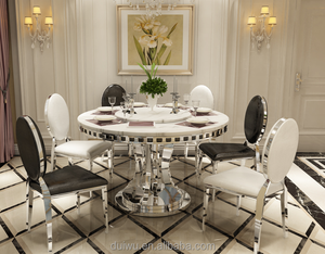 Mesa de comedor redonda de lujo moderna mesa de comedor superior de mármol conjunto con <span class=keywords><strong>Susan</strong></span> perezosa - Product Image 2