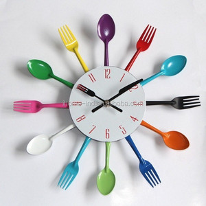 Cina all'ingrosso della decorazione della casa orologio da <span class=keywords><strong>parete</strong></span> della <span class=keywords><strong>cucina</strong></span> con il cucchiaio e forchetta - Product Image 4