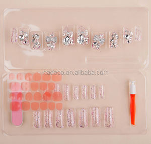 Nadeco 粉红色水钻 Abs 材料人造珠宝婚礼假手指指甲提示 - Product Image 6