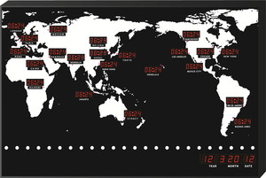 Đồng hồ treo tường kỹ thuật số Thời gian bản đồ thế giới - Product Image 2
