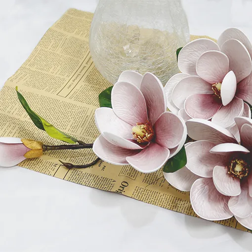 Home decor ideas 4-heads artificial flowers magnolia for sale