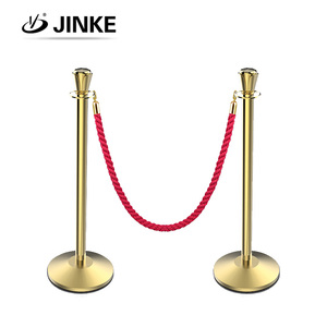 Barriera di Controllo Folla in Acciaio Inox Jinke, Palo con Corda Intrecciata Nero-Oro, Barriera per Ingresso Tappeto Rosso, Barriere per il Traffico - Product Image 6