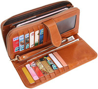 Wanita Panjang Dompet Uang Klip Kartu Case Pemegang Kapasitas Besar Dompet Kopling untuk Wanita dengan Tali Pergelangan Tangan
