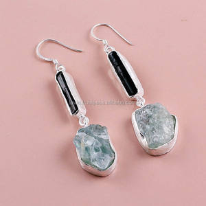 925 boucles d'oreilles en argent Sterling goutte pierre précieuse de vasonite naturelle Antique bijoux en argent fin exportateur fournisseur de bijoux - Product Image 1