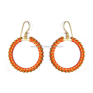 Pendientes colgantes de gancho de forma redonda de Plata de Ley 925 sólida, proveedor mayorista de joyería de estilo Vintage hecho a mano, CASA DE PLATA - Product Image 1