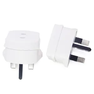 Eu 2 Pin To 3 Pin Adaptor Plug UK Charger Adapter Shaver Socket Electric Shaver Razor Toothbrush Plug Adaptor White 1A Fuse