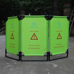 Barrière de signalisation pliable en polyéthylène robuste pour l'entretien des ascenseurs, jaune-vert, durable, pour extérieur - Product Image 2