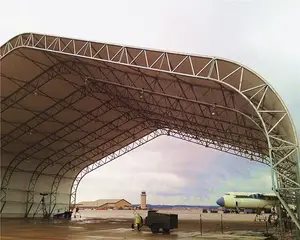 China Factory Price Prefab Trussed Steel Frame Pvdf Tension Fabric/ Membrane Structure Aircraft Hangar Canopy/Cover