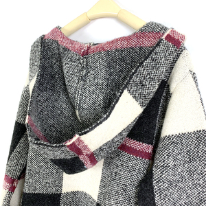 <span class=keywords><strong>Cardigan</strong></span> maglione Vintage oversize <span class=keywords><strong>con</strong></span> <span class=keywords><strong>cappuccio</strong></span> a quadri da <span class=keywords><strong>donna</strong></span> <span class=keywords><strong>con</strong></span> Design a bavero e grande taschino taglie lunghe - Product Image 2
