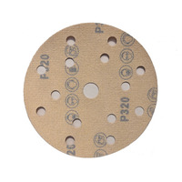 Disque de ponçage en papier abrasif en alumine calcinée plaqué or de haute qualité, 150 mm, 15 trous, pour l'automobile