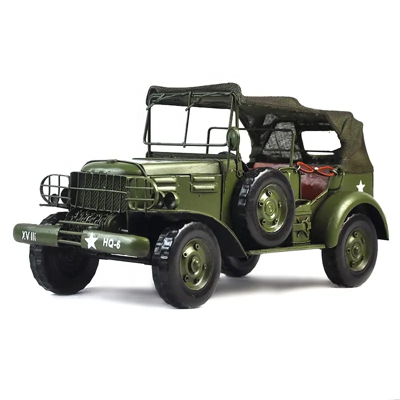 Metal Handmade Model Car Military Vehicles Antique Style Vintage Retro Car Accessories 1:12 Scale Kids Gift Decoration Room