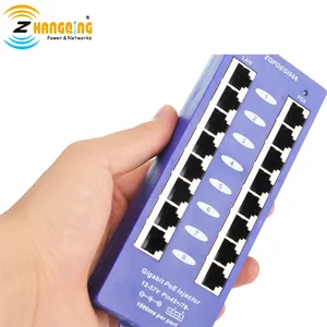 1000Mbps PoE Midspan PoE Injector Power Over Ethernet Patch Panel Porta 8 802.3af/Standard