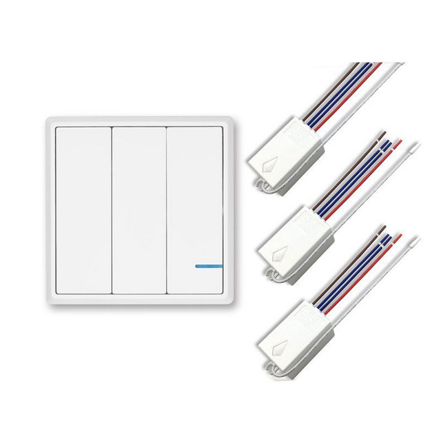 RWS-001 беспроводной пульт дистанционного управления настенный выключатель света с 1000w, свободные руки, ресивер, набор, IP54 гидроизоляционные на переключатель включения/выключения 86*86*11 мм 3V CR2032 10A