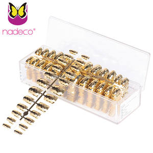 Nadeco Golden Acryl Valse Nagel Metalen Spiegel Nail Medium Vierkante Nagels Voor Lady Party <span class=keywords><strong>Finger</strong></span> <span class=keywords><strong>Tips</strong></span> - Product Image 1