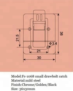 FS-1068 Quảng Trường Shape Nhỏ Vẽ Bolt Đóng Cửa <span class=keywords><strong>Latch</strong></span> Đối Với Guitar Trường Hợp Hoặc Hành Lý - Product Image 3