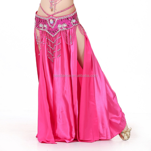 <span class=keywords><strong>Jupe</strong></span> de danse du ventre scintillante en Satin pour femmes, vêtement Tribal, fente latérale - Product Image 5