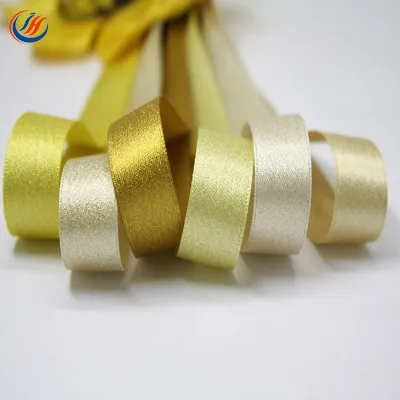 Top Grade Wholesale 2.2 cm Width Gold Purl Satin Ribbon