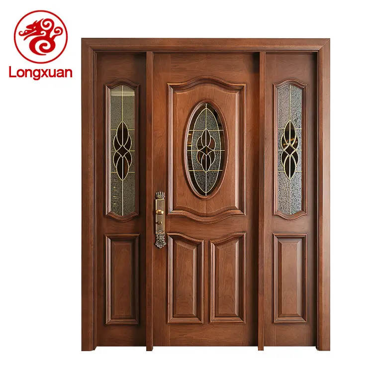 Wooden Glass Doors Design Exterior Wooden Door With 2 Sidelites