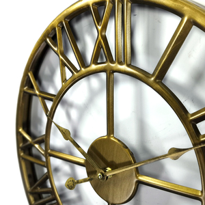 Orologio <span class=keywords><strong>da</strong></span> <span class=keywords><strong>Parete</strong></span> Rotondo in Metallo Bronzo Moderno Vintage <span class=keywords><strong>da</strong></span> 60 cm (24 Pollici) con Movimento al Quarzo per Soggiorno - Product Image 3