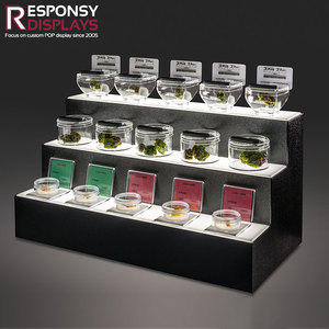 Présentoir acrylique à trois niveaux avec lumière LED pour petits gâteaux Cupcakes Pâtisserie Dessert Vitrine dans la <span class=keywords><strong>boulangerie</strong></span> - Product Image 1