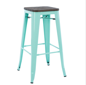 Counter <strong>Stool</strong> Chairs Dining Room Wood Seat Iron Chair <strong>Metro</strong> No Back Metal <strong>Bar</strong> <strong>Stool</strong> Set - Product Image 4