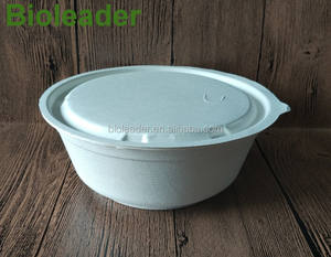 Desechables Biodegradables Bagazo <span class=keywords><strong>de</strong></span> caña <span class=keywords><strong>de</strong></span> azúcar Plato <span class=keywords><strong>de</strong></span> <span class=keywords><strong>Sopa</strong></span> con Tapa (32 oz/950 ml) - Product Image 4