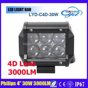 barra de luz 12 v 24 v 4D 4 polegada 30 w 3000 lumens led Spot bar Luz de Trabalho do carro 4WD ATV Off-road Lâmpada de Condução