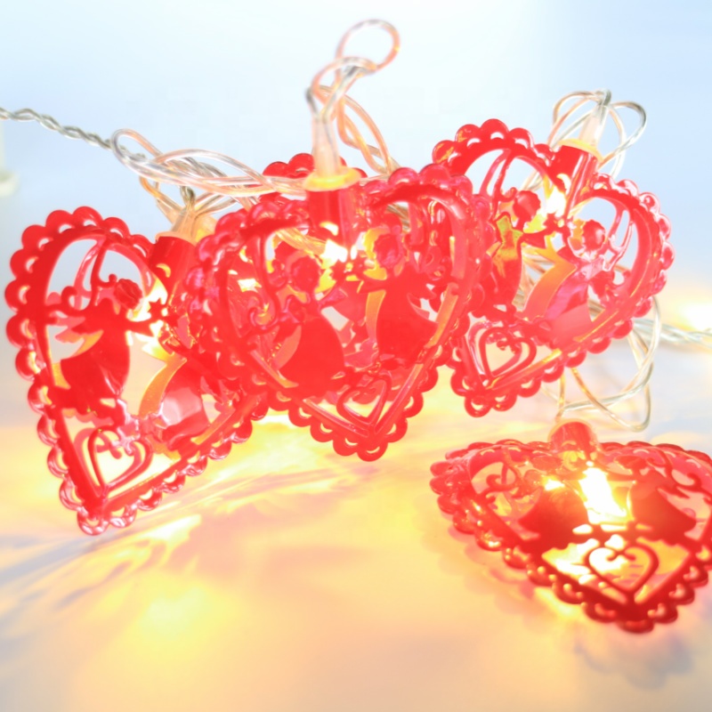 Красный в форме сердца праздник украшения свет шнура