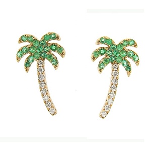 Brincos de verão, joias esmeralda palmeira prata 18k ouro design para meninas - Product Image 3