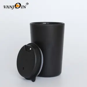 350Ml BPA Free Cá Nhân Đen Nhựa Tái Sử Dụng Cà Phê PP Mug Với Nắp