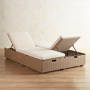 <span class=keywords><strong>Chaise</strong></span> longue <span class=keywords><strong>de</strong></span> plage double places en rotin tissé au <span class=keywords><strong>bord</strong></span> <span class=keywords><strong>de</strong></span> la piscine extérieure - Product Image 2