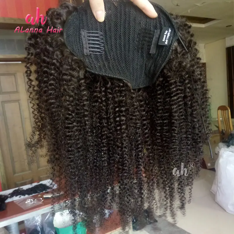 4A Kinky Curly Human Hair Ponytail Extensions Big Stock, 10A Virgin Mongolian Afro Kinky Real Human Hair For Sale China