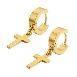 Pendientes de Aro con Trébol de Cuatro Hojas, Chapados en Oro de 18K, Resistentes al Agua, de Acero Inoxidable y Titanio, Geométricos, Modernos, para Mujer - Product Image 1