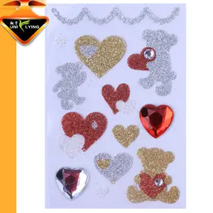 custom heart shape self adhesive rhinestone hotfix strass crystal sheets glitter gem stickers