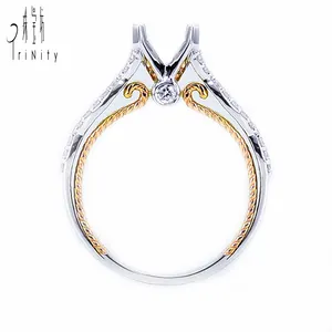 GIA Certified China Eternity Setting Promise Diamond Twisted Pave Solitaire Ring For Teenage Girl