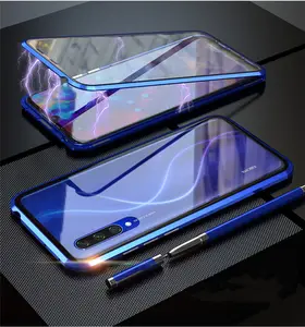 מגנטי ספיחה פגוש כפול צדדים מזג זכוכית כריכה אחורית מקרה עבור Xiaomi Mi A3