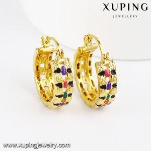 92091 Xuping China 24K color oro joyas de imitación aleación de cobre estilo cautivante con strass colorado aretes para mujeres - Product Image 6