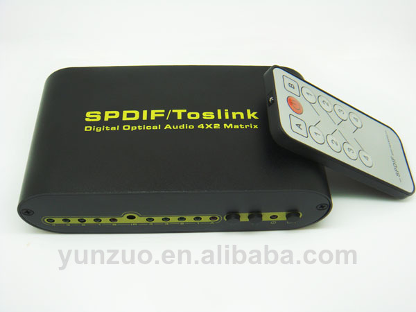 новый 4x2 цифровой оптический toslink аудио переключатель переключатель splitter с дистанционным управлением